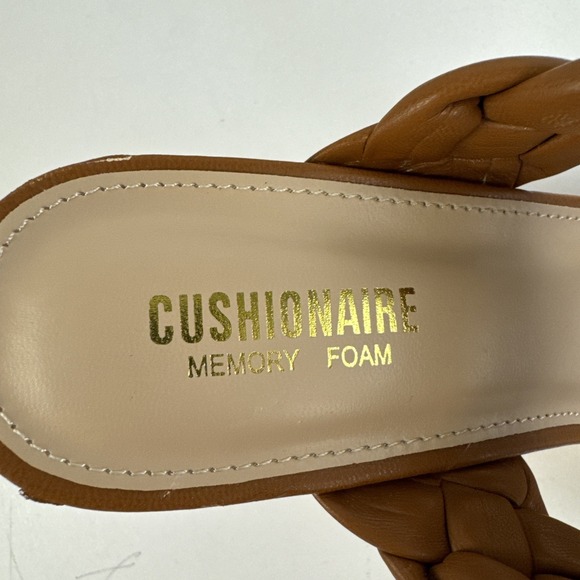 Cushionaire 4" Heel Slide Sandal Women's Size 6.5 Open Square Toe Brown‎ Braided - Picture 8 of 10